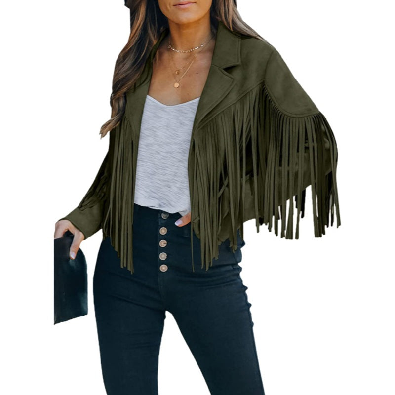 📢📢50%Rabatt!!!🎉✨Lässige Fransenjacke für Damen mit langen Ärmeln
