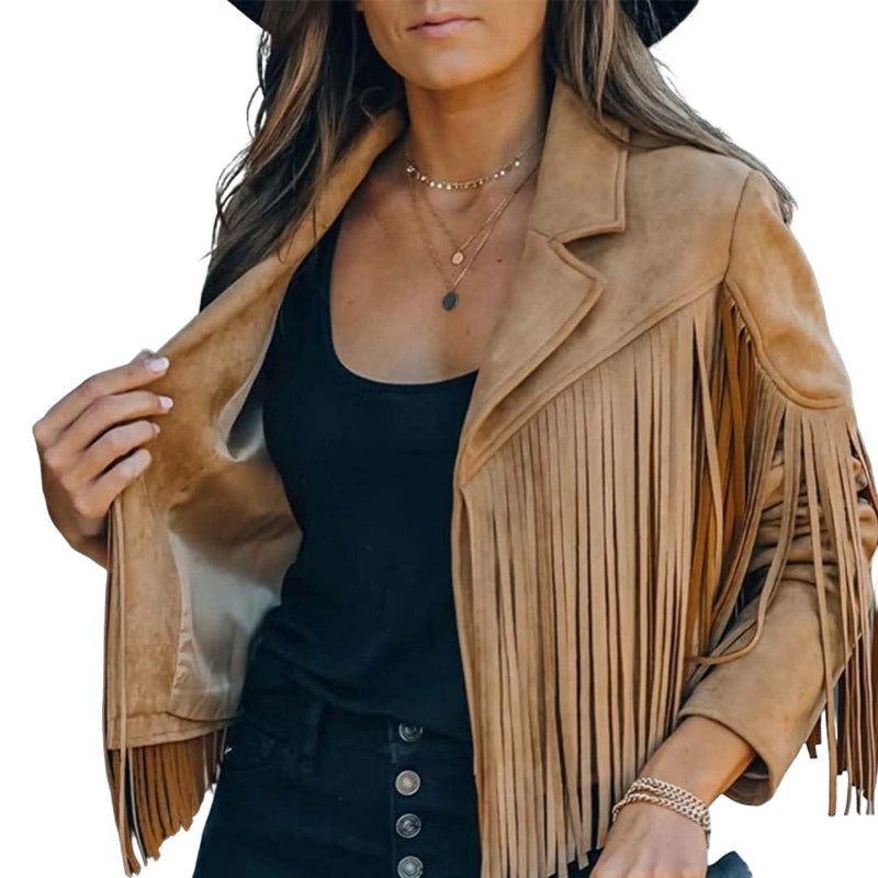 📢📢50%Rabatt!!!🎉✨Lässige Fransenjacke für Damen mit langen Ärmeln