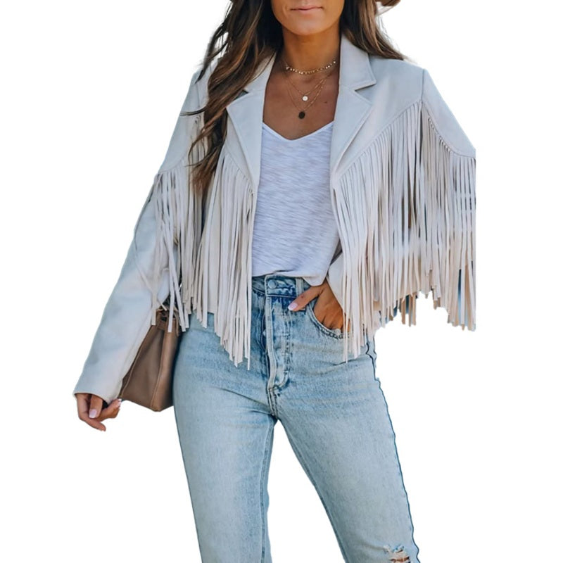 📢📢50%Rabatt!!!🎉✨Lässige Fransenjacke für Damen mit langen Ärmeln