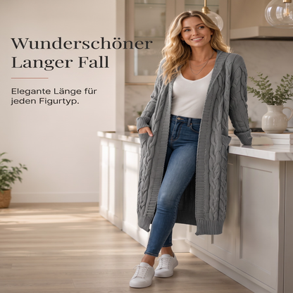 📢📢50%Rabatt!!!🎉✨Lange Strickjacke mit Kapuze & Taschen für Damen