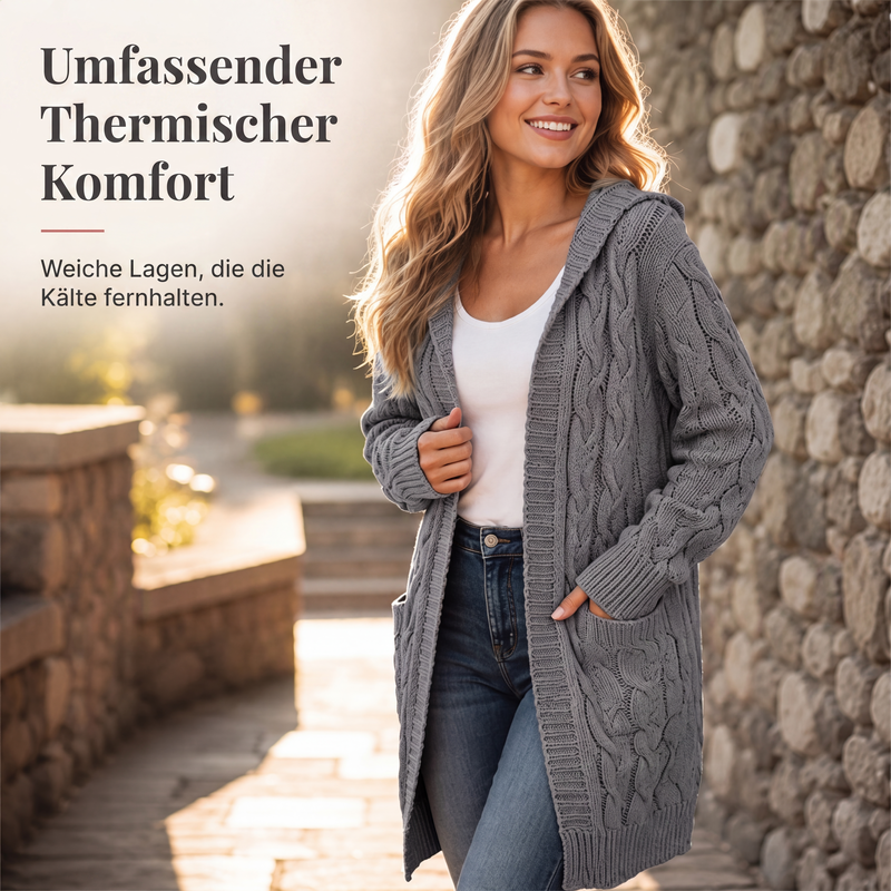 📢📢50%Rabatt!!!🎉✨Lange Strickjacke mit Kapuze & Taschen für Damen