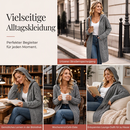 📢📢50%Rabatt!!!🎉✨Lange Strickjacke mit Kapuze & Taschen für Damen