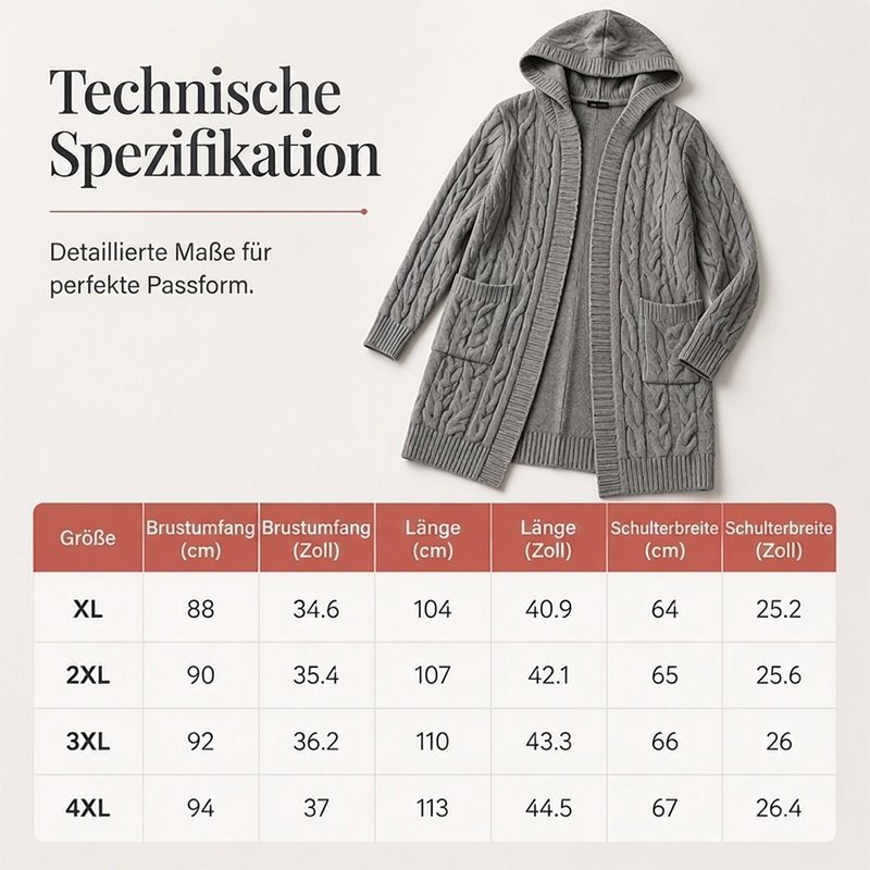 📢📢50%Rabatt!!!🎉✨Lange Strickjacke mit Kapuze & Taschen für Damen