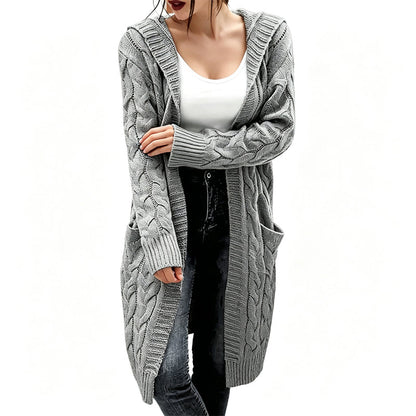 📢📢50%Rabatt!!!🎉✨Lange Strickjacke mit Kapuze & Taschen für Damen