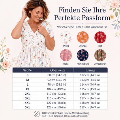 🌸 50 % RABATT | Mühelose Eleganz – Florales V-Ausschnitt-Kleid mit schmeichelhaftem Taillendetail