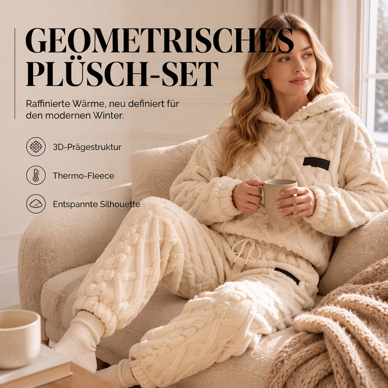 📢📢50%Rabatt!!!🎉✨Plüsch-Zopfmuster-Kapuzenpullover & -Hosen-Set für Damen – Kuscheliger Plüsch, wärmendes Zopfmuster & perfekt aufeinander abgestimmt
