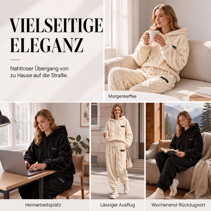 📢📢50%Rabatt!!!🎉✨Plüsch-Zopfmuster-Kapuzenpullover & -Hosen-Set für Damen – Kuscheliger Plüsch, wärmendes Zopfmuster & perfekt aufeinander abgestimmt