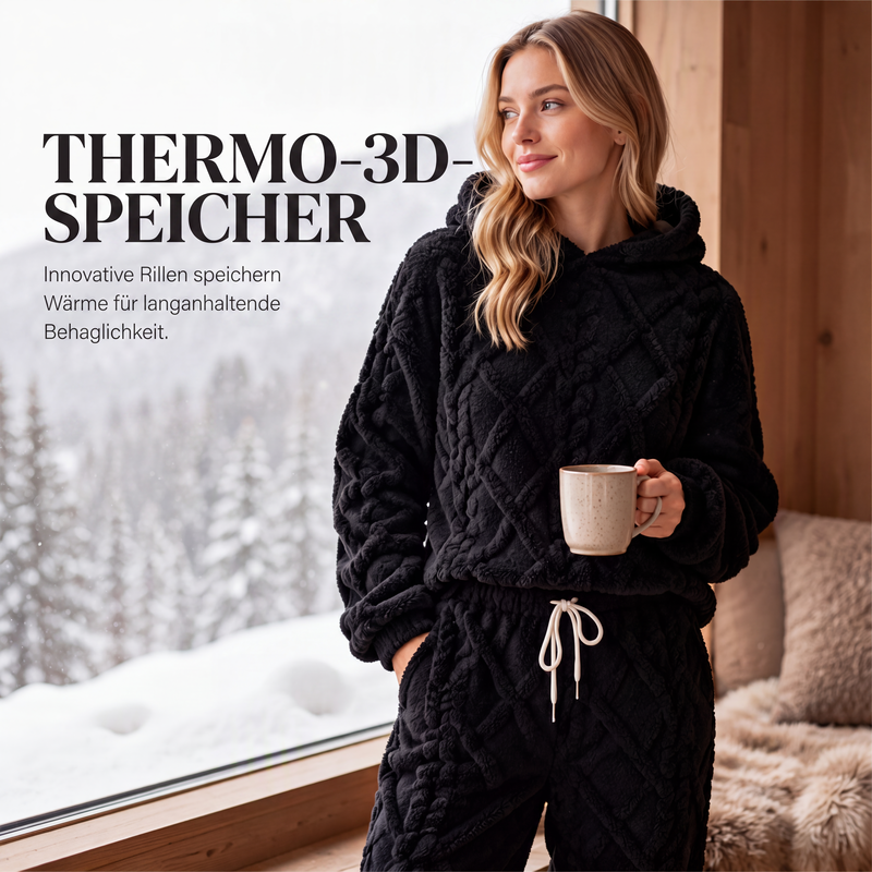 📢📢50%Rabatt!!!🎉✨Plüsch-Zopfmuster-Kapuzenpullover & -Hosen-Set für Damen – Kuscheliger Plüsch, wärmendes Zopfmuster & perfekt aufeinander abgestimmt