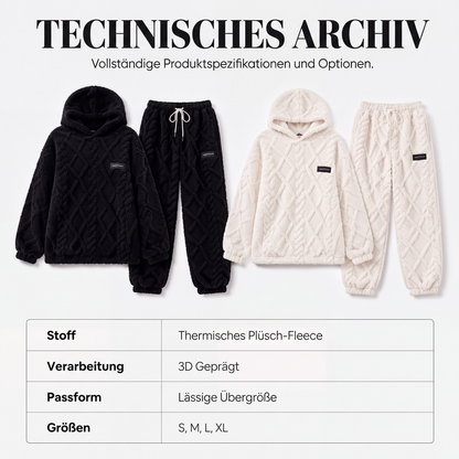 📢📢50%Rabatt!!!🎉✨Plüsch-Zopfmuster-Kapuzenpullover & -Hosen-Set für Damen – Kuscheliger Plüsch, wärmendes Zopfmuster & perfekt aufeinander abgestimmt