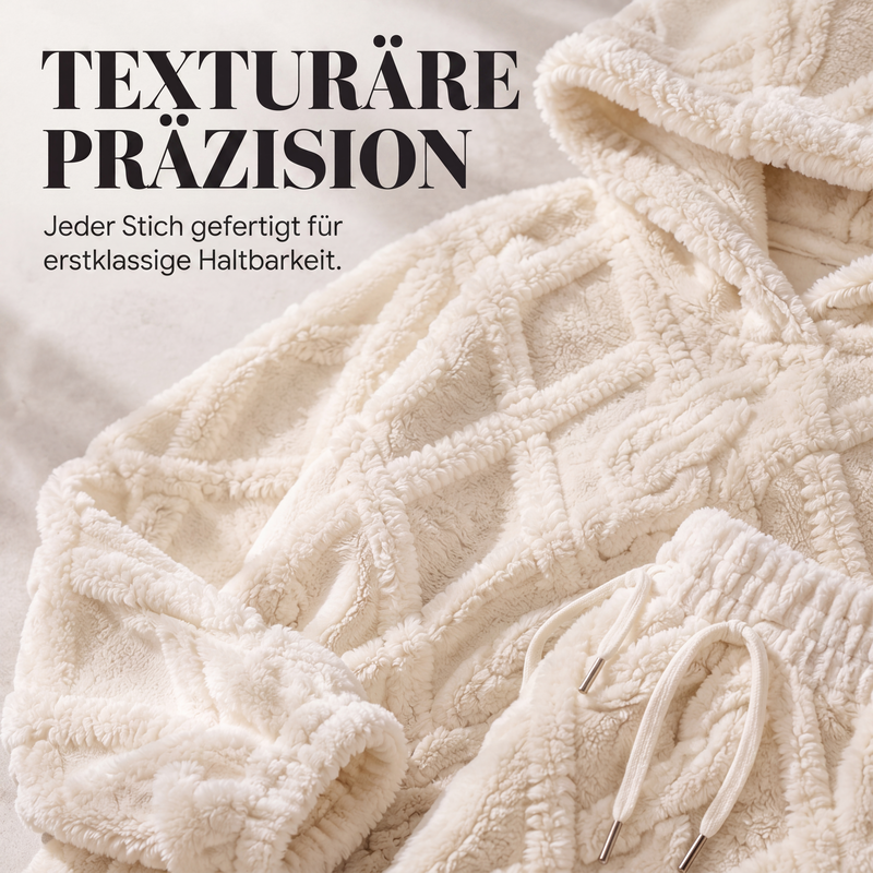 📢📢50%Rabatt!!!🎉✨Plüsch-Zopfmuster-Kapuzenpullover & -Hosen-Set für Damen – Kuscheliger Plüsch, wärmendes Zopfmuster & perfekt aufeinander abgestimmt