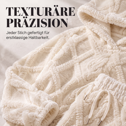📢📢50%Rabatt!!!🎉✨Plüsch-Zopfmuster-Kapuzenpullover & -Hosen-Set für Damen – Kuscheliger Plüsch, wärmendes Zopfmuster & perfekt aufeinander abgestimmt