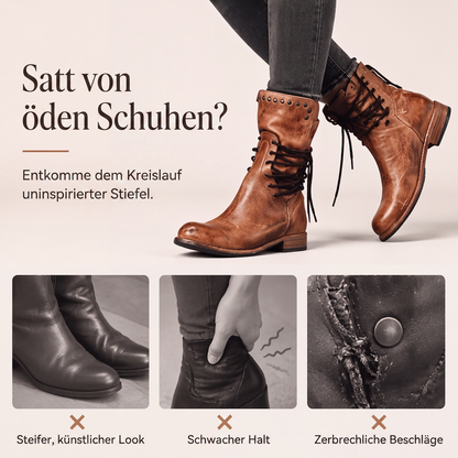 📢📢50%Rabatt!!!🎉✨Damen Schnürstiefeletten mit niedrigem Absatz & runder Zehenpartie