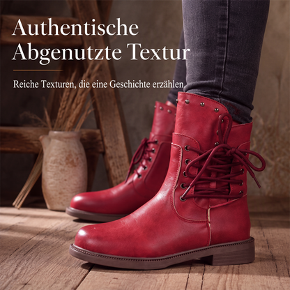 📢📢50%Rabatt!!!🎉✨Damen Schnürstiefeletten mit niedrigem Absatz & runder Zehenpartie