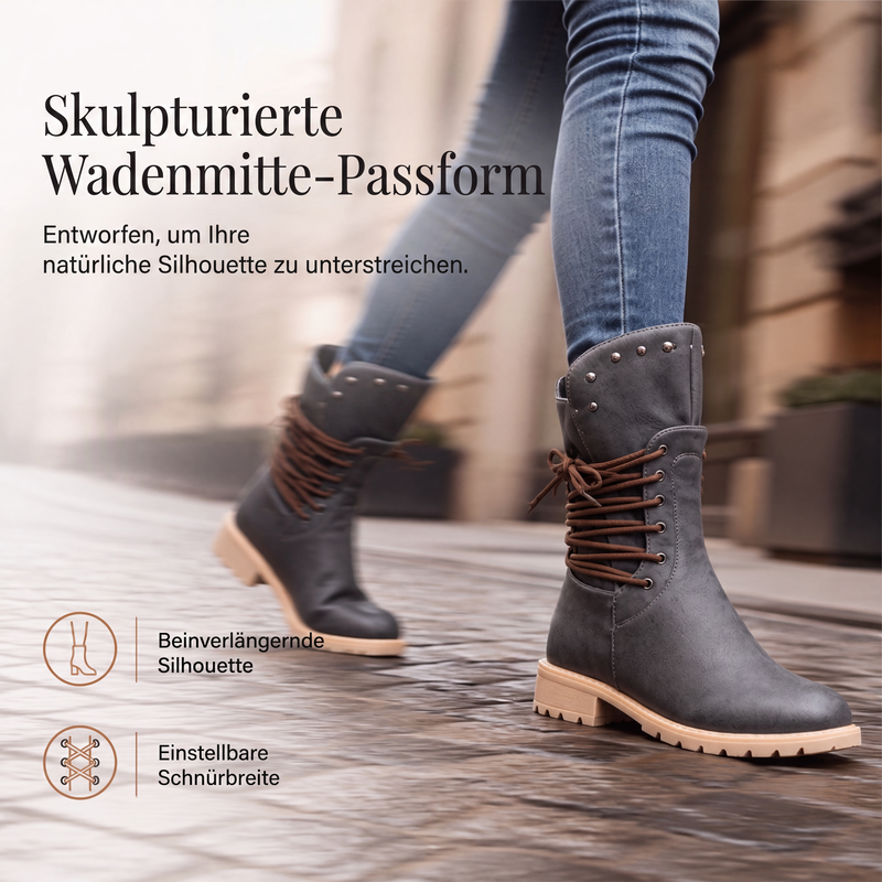 📢📢50%Rabatt!!!🎉✨Damen Schnürstiefeletten mit niedrigem Absatz & runder Zehenpartie