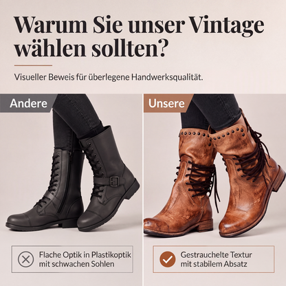 📢📢50%Rabatt!!!🎉✨Damen Schnürstiefeletten mit niedrigem Absatz & runder Zehenpartie
