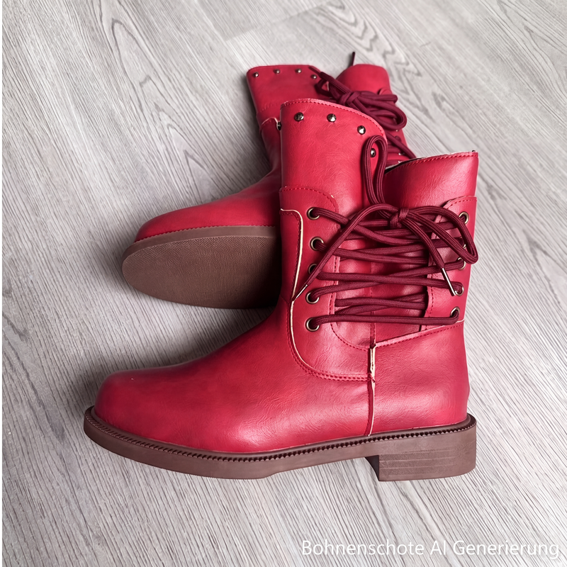📢📢50%Rabatt!!!🎉✨Damen Schnürstiefeletten mit niedrigem Absatz & runder Zehenpartie
