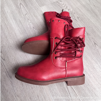 📢📢50%Rabatt!!!🎉✨Damen Schnürstiefeletten mit niedrigem Absatz & runder Zehenpartie