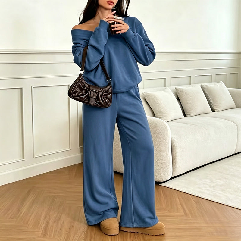 📢📢50%Rabatt!!!🎉✨Schulterfreies Sweatshirt- & Hose-Set für Damen