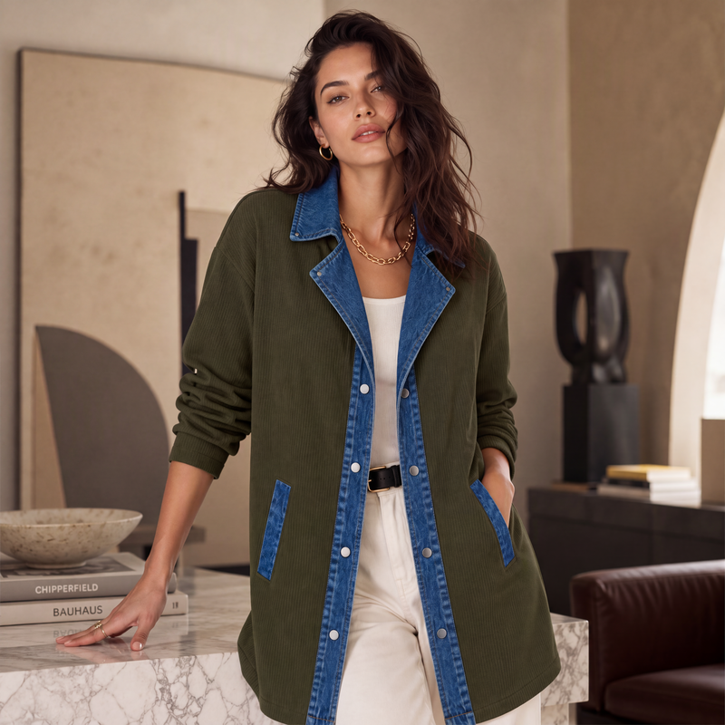 📢📢50%Rabatt!!!🎉✨Damen-Casual-Jeansjacke im Patchwork-Stil