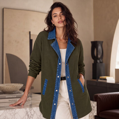 📢📢50%Rabatt!!!🎉✨Damen-Casual-Jeansjacke im Patchwork-Stil
