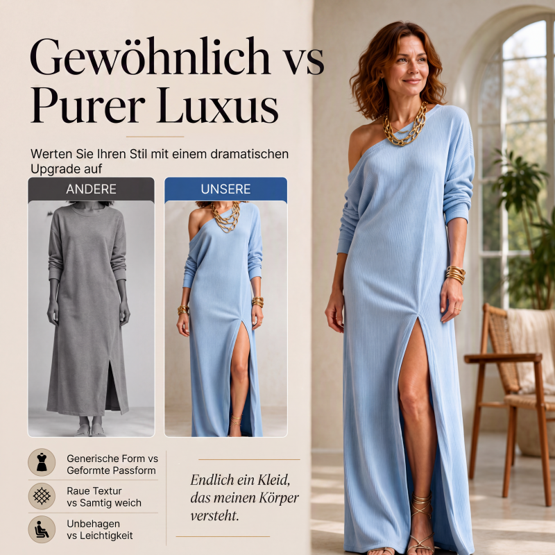 📢📢50%Rabatt!!!🎉✨Damen-Schulterfrei-Kleid mit Seitenschlitz