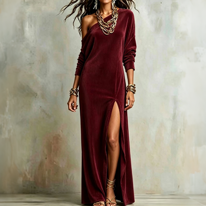 📢📢50%Rabatt!!!🎉✨Damen-Schulterfrei-Kleid mit Seitenschlitz