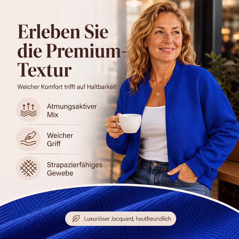 Strukturierte Damenjacke mit Reißverschluss und Baseballkragen
