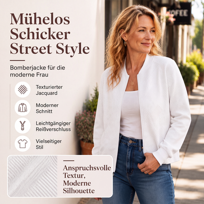 Strukturierte Damenjacke mit Reißverschluss und Baseballkragen