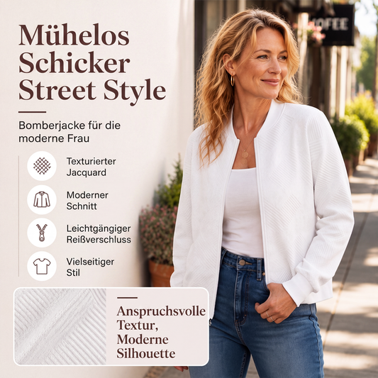 Strukturierte Damenjacke mit Reißverschluss und Baseballkragen