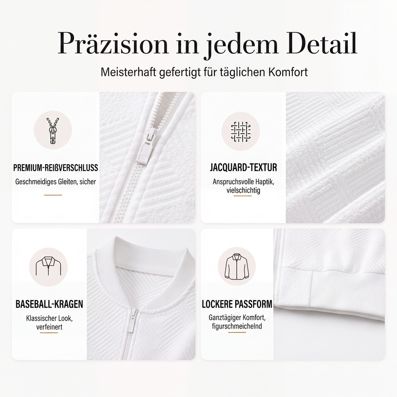 Strukturierte Damenjacke mit Reißverschluss und Baseballkragen