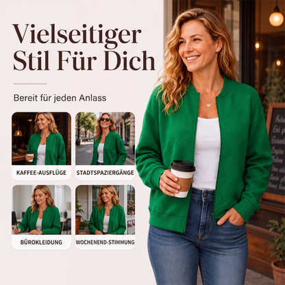 Strukturierte Damenjacke mit Reißverschluss und Baseballkragen