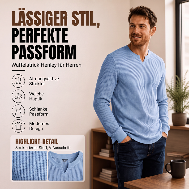 📢📢50%Rabatt!!!🎉✨Herren-Hemd mit Waffelstrick & V-Ausschnitt in Slim-Fit-Passform – Figurbetonter Schnitt, weiche Waffelstruktur & vielseitig kombinierbar – Perfekt für Alltag, Büro & Freizeit – Jetzt -50%!