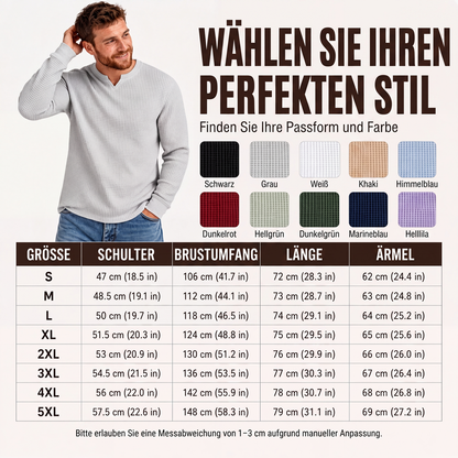 📢📢50%Rabatt!!!🎉✨Herren-Hemd mit Waffelstrick & V-Ausschnitt in Slim-Fit-Passform – Figurbetonter Schnitt, weiche Waffelstruktur & vielseitig kombinierbar – Perfekt für Alltag, Büro & Freizeit – Jetzt -50%!