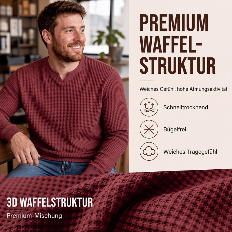 📢📢50%Rabatt!!!🎉✨Herren-Hemd mit Waffelstrick & V-Ausschnitt in Slim-Fit-Passform – Figurbetonter Schnitt, weiche Waffelstruktur & vielseitig kombinierbar – Perfekt für Alltag, Büro & Freizeit – Jetzt -50%!