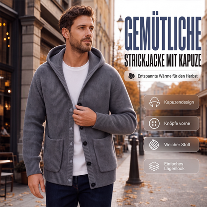 📢📢50%Rabatt!!!🎉✨Gestrickte Kapuzenstrickjacke für Herren – Lässige, lockere Strickjacke mit Knöpfen – vielseitig als Jacke tragbar – Perfekt für Alltag, Freizeit & die Übergangszeit – Jetzt -50%!