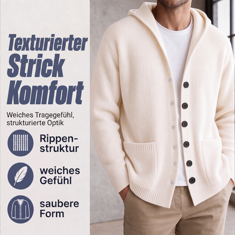 📢📢50%Rabatt!!!🎉✨Gestrickte Kapuzenstrickjacke für Herren – Lässige, lockere Strickjacke mit Knöpfen – vielseitig als Jacke tragbar – Perfekt für Alltag, Freizeit & die Übergangszeit – Jetzt -50%!