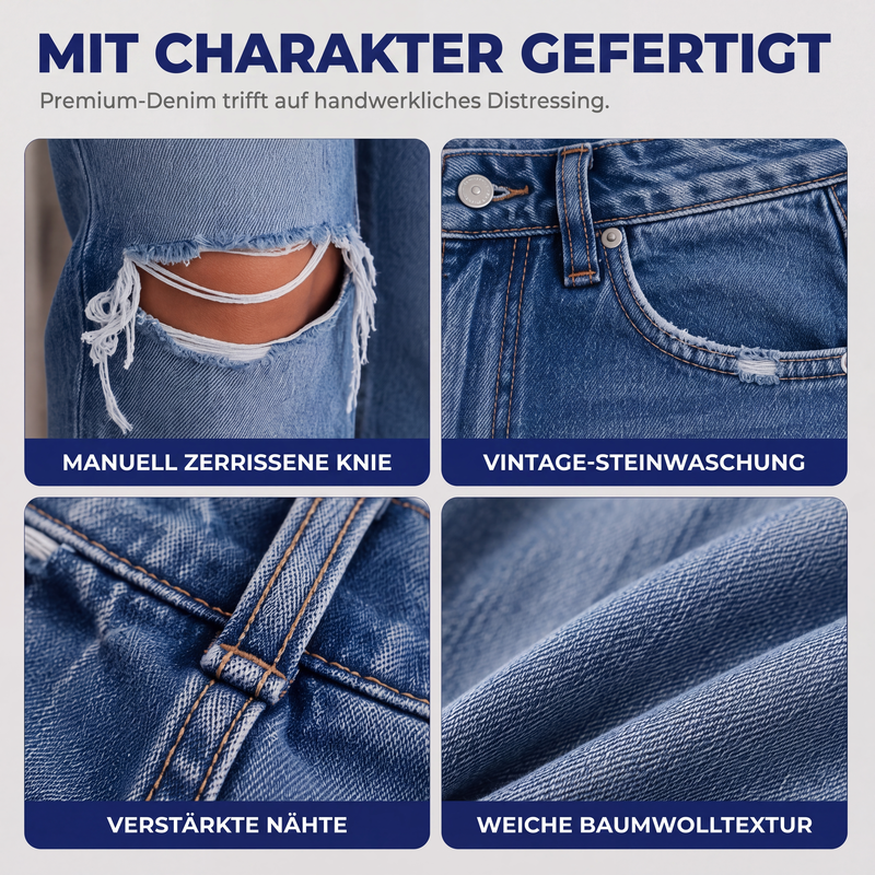📢📢50%Rabatt!!!🎉✨Schicke hochtaillierte Damen-Jeans im Used-Look