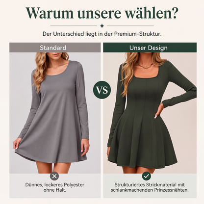 📢📢50%Rabatt!!!🎉✨Langarm-Minikleid mit U-Boot-Ausschnitt für Damen