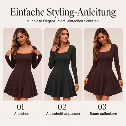 📢📢50%Rabatt!!!🎉✨Langarm-Minikleid mit U-Boot-Ausschnitt für Damen