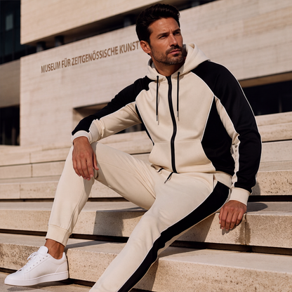📢📢50%Rabatt!!!🎉✨Herren Farbblock-Set mit Reißverschluss-Kapuzenpullover und Jogginghose