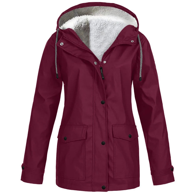 📢📢50%Rabatt!!!🎉✨Gefütterte Outdoorjacke mit Kapuze für Damen