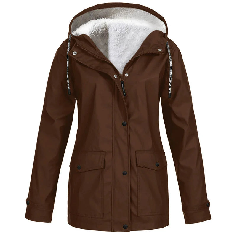 📢📢50%Rabatt!!!🎉✨Gefütterte Outdoorjacke mit Kapuze für Damen