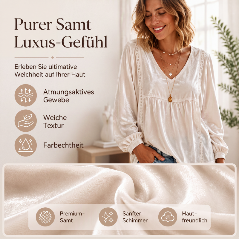📢📢50%Rabatt!!!🎉✨Elegantes Samtoberteil mit V-Ausschnitt für Damen