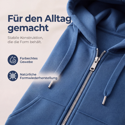 📢📢50%Rabatt!!!🎉✨Mittellange Kapuzen-Sweatjacke für Damen, lässige Strickjacke mit Reißverschluss und Taschen