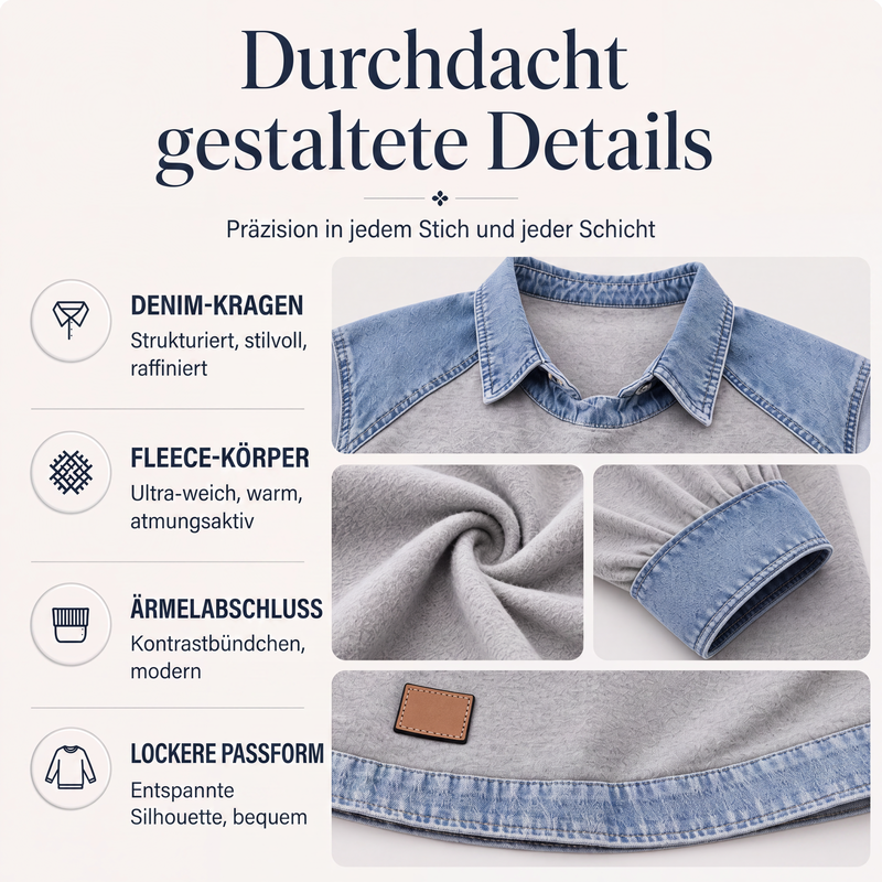 📢📢50%Rabatt!!!🎉✨Langarm-Sweatshirt für Damen mit Denim-Patchwork