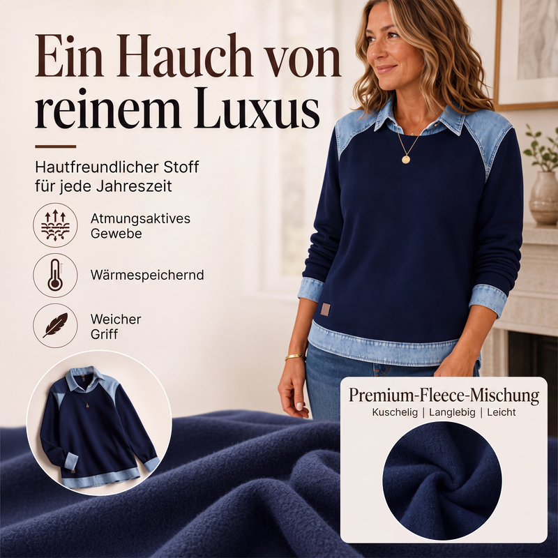 📢📢50%Rabatt!!!🎉✨Langarm-Sweatshirt für Damen mit Denim-Patchwork