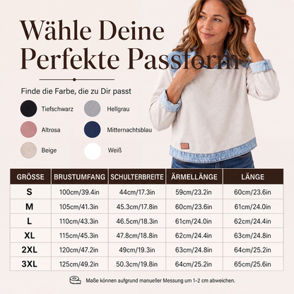 📢📢50%Rabatt!!!🎉✨Langarm-Sweatshirt für Damen mit Denim-Patchwork