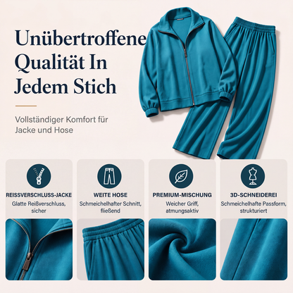 📢📢50%Rabatt!!!🎉✨Damen-Set aus Reißverschluss-Cardigan & Weithosen