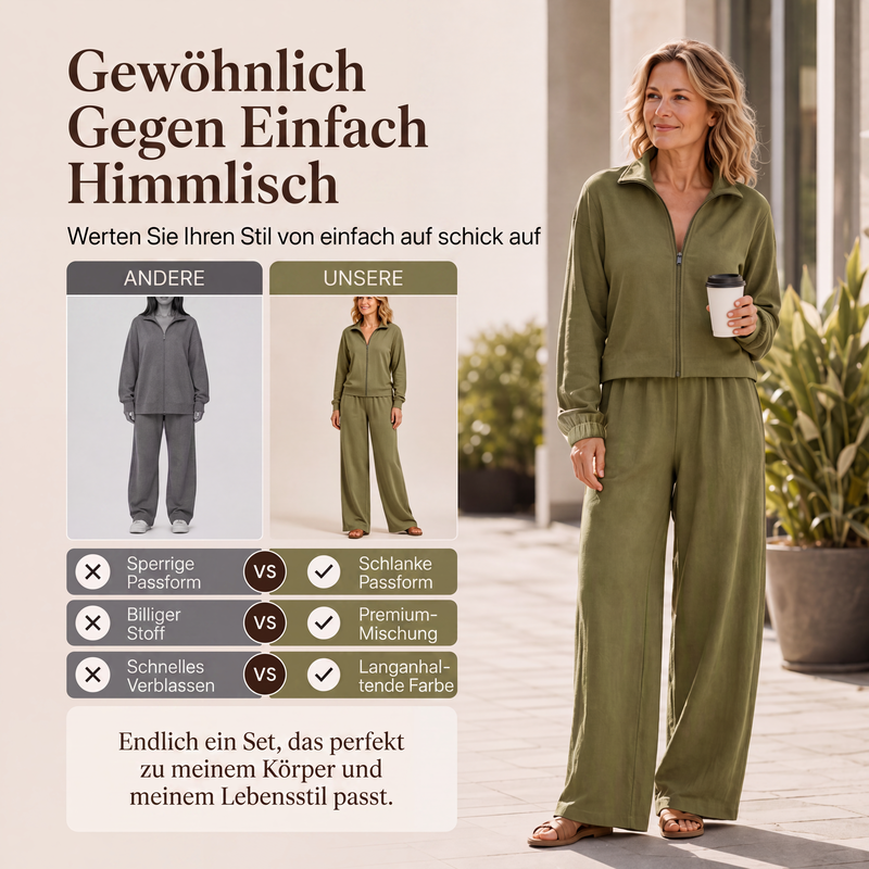 📢📢50%Rabatt!!!🎉✨Damen-Set aus Reißverschluss-Cardigan & Weithosen