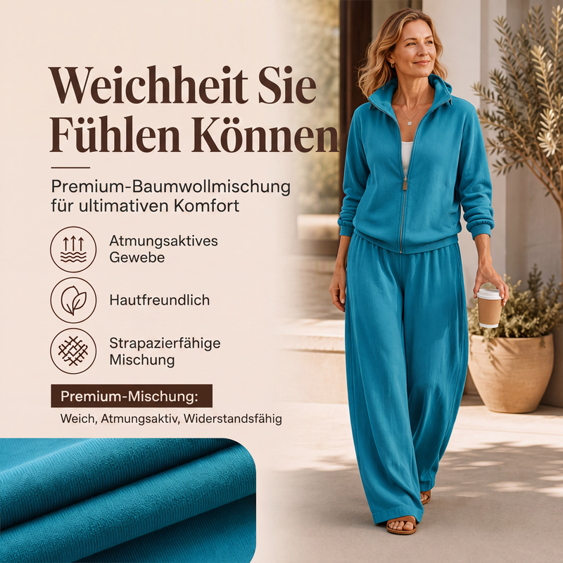 📢📢50%Rabatt!!!🎉✨Damen-Set aus Reißverschluss-Cardigan & Weithosen